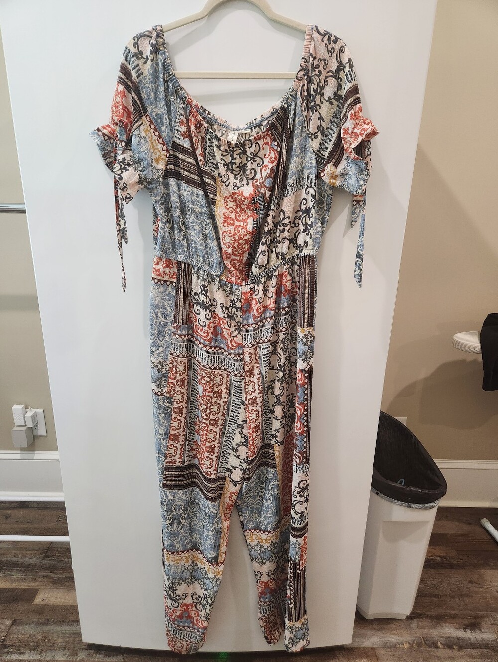 Tacera Multi-Color Boho Off-Shoulder Jumpsuit